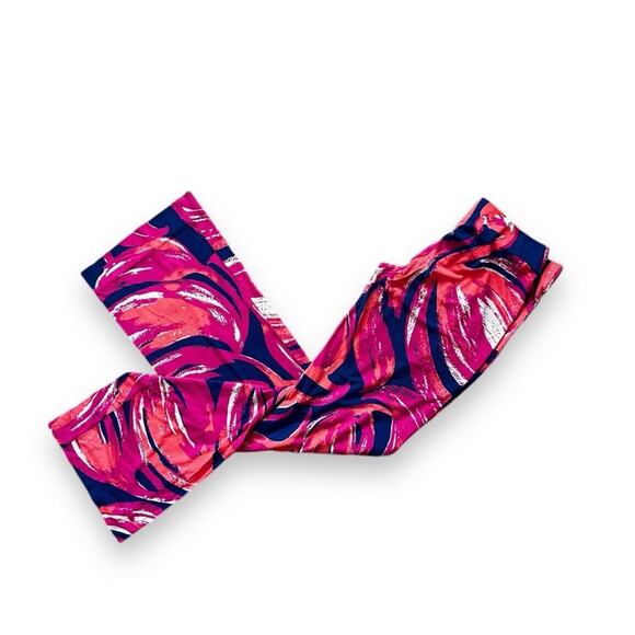 Lilly Pulitzer Georgia May Pull On Palazzo Pants Bomber Blue Plume Bloom XS - Picture 1 of 5